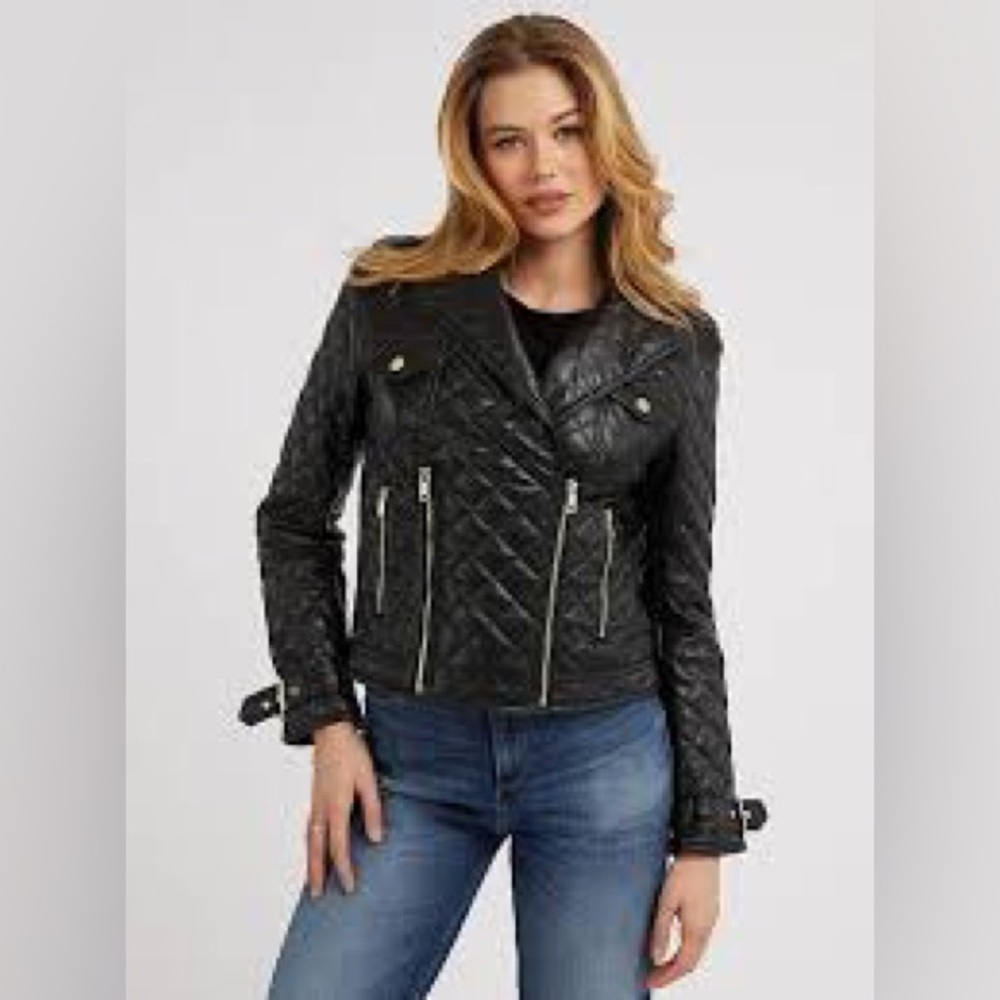 Faux Leather Quilted Jacket